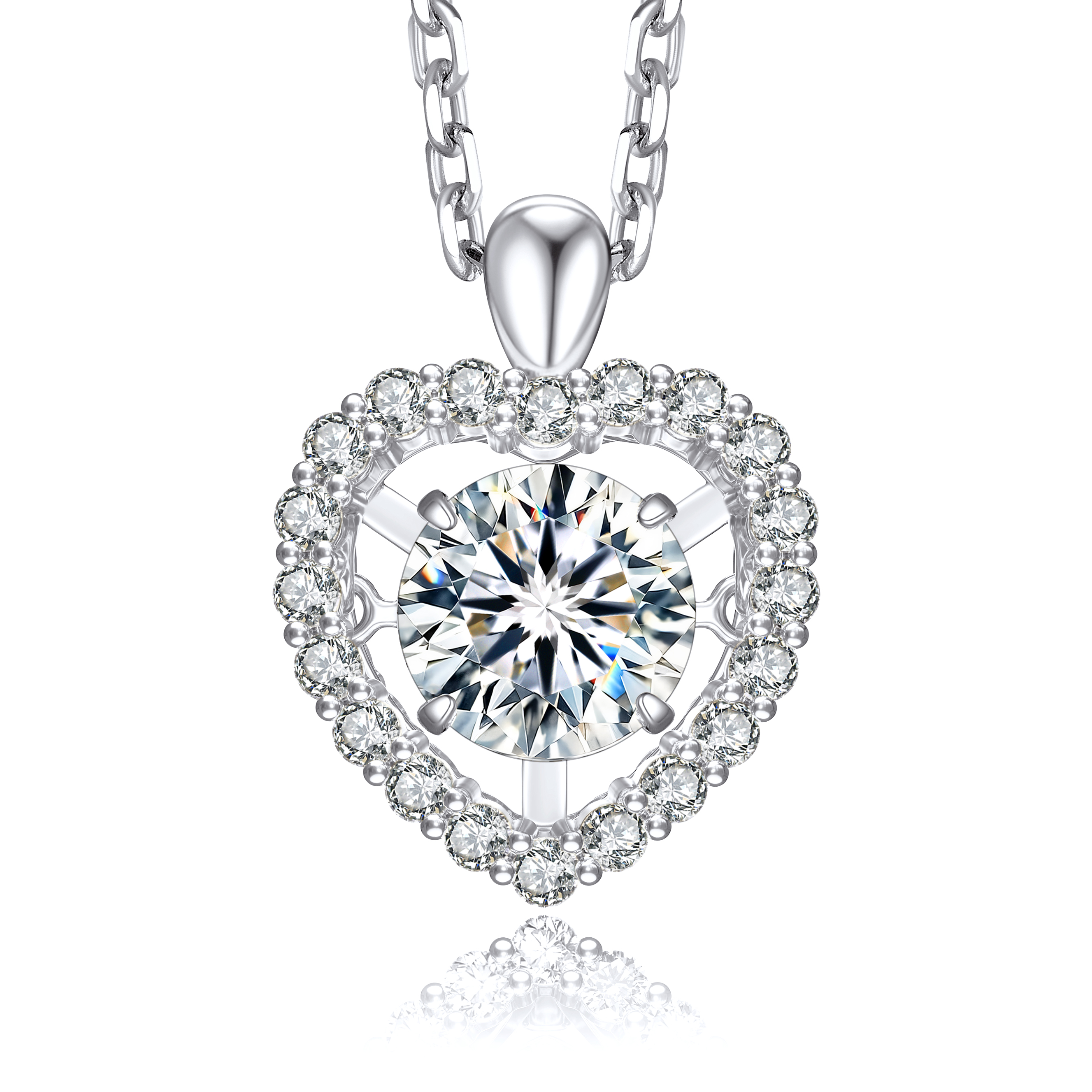 Dancing Stone® Halo Heart Necklace Christmas Gift for Her