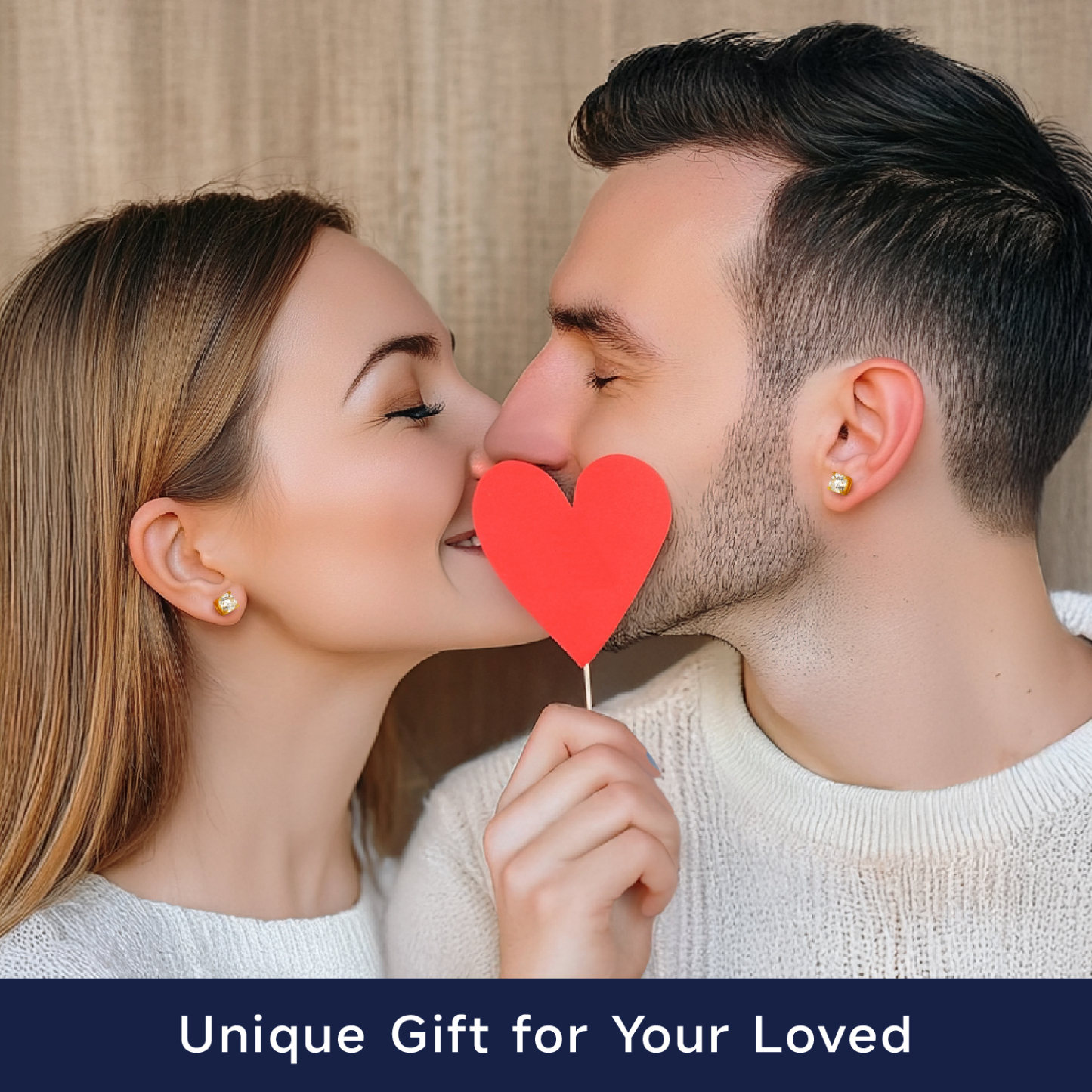 Four-Prong Cushion Cut Moissanite Stud Earrings in Yellow Gold for Couple