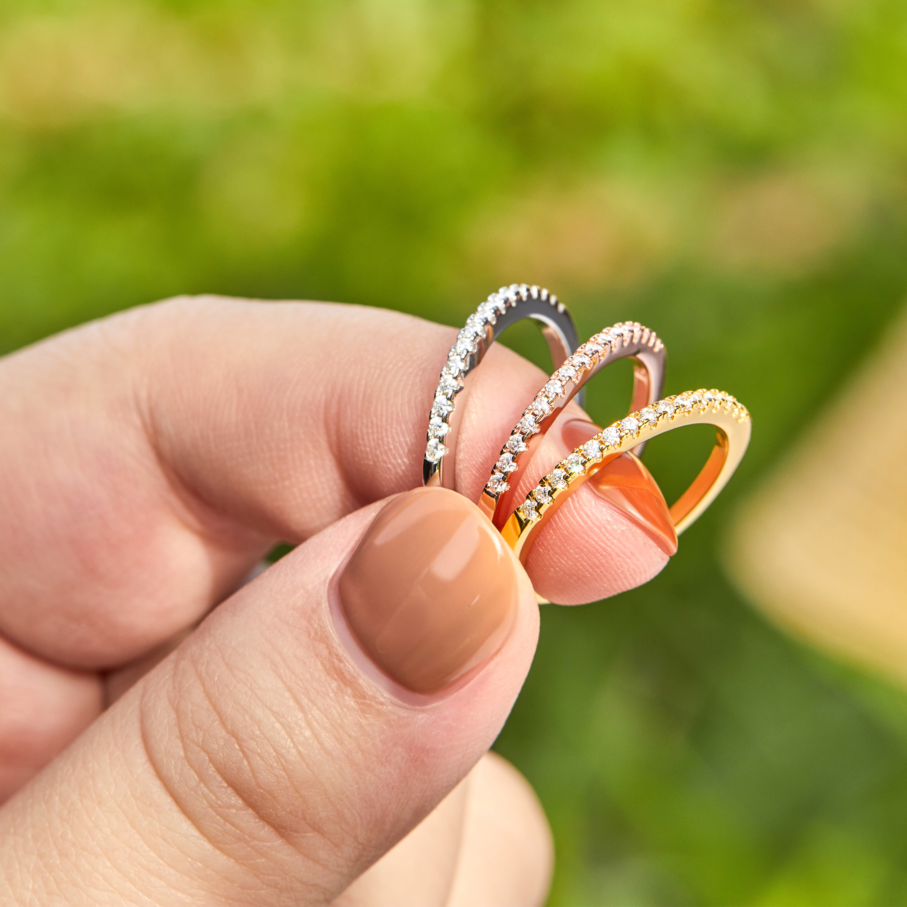 Half Pavé Eternity Ring Moissanite Wedding Ring for Women-02