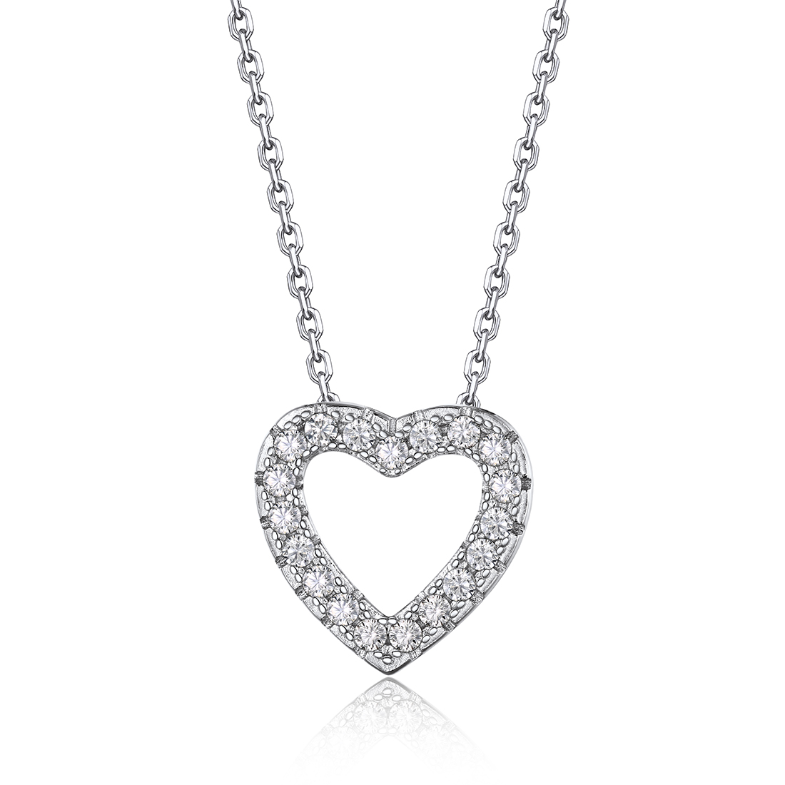 Heart Moissanite Necklace in White Gold
