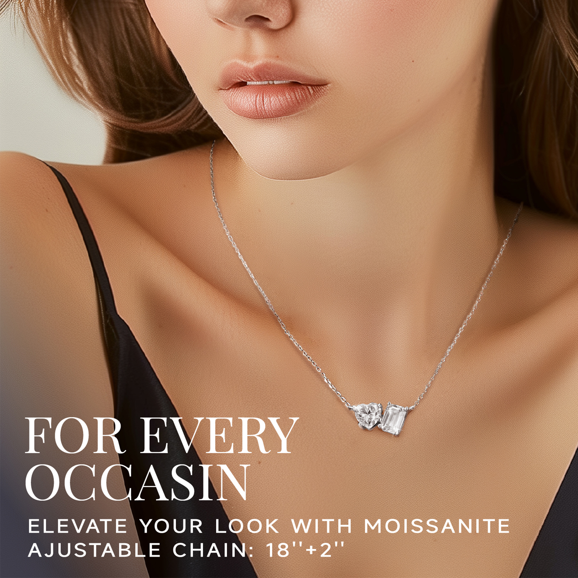 Heart and Emerald Cut Toi Et Moi Moissanite Necklace for Women-02