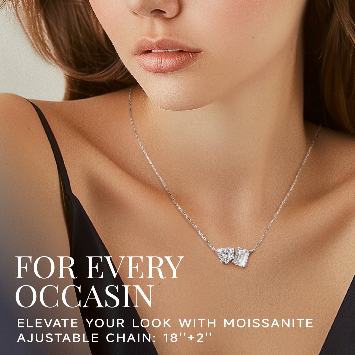 Heart and Emerald Cut Toi Et Moi Moissanite Necklace for Women-02