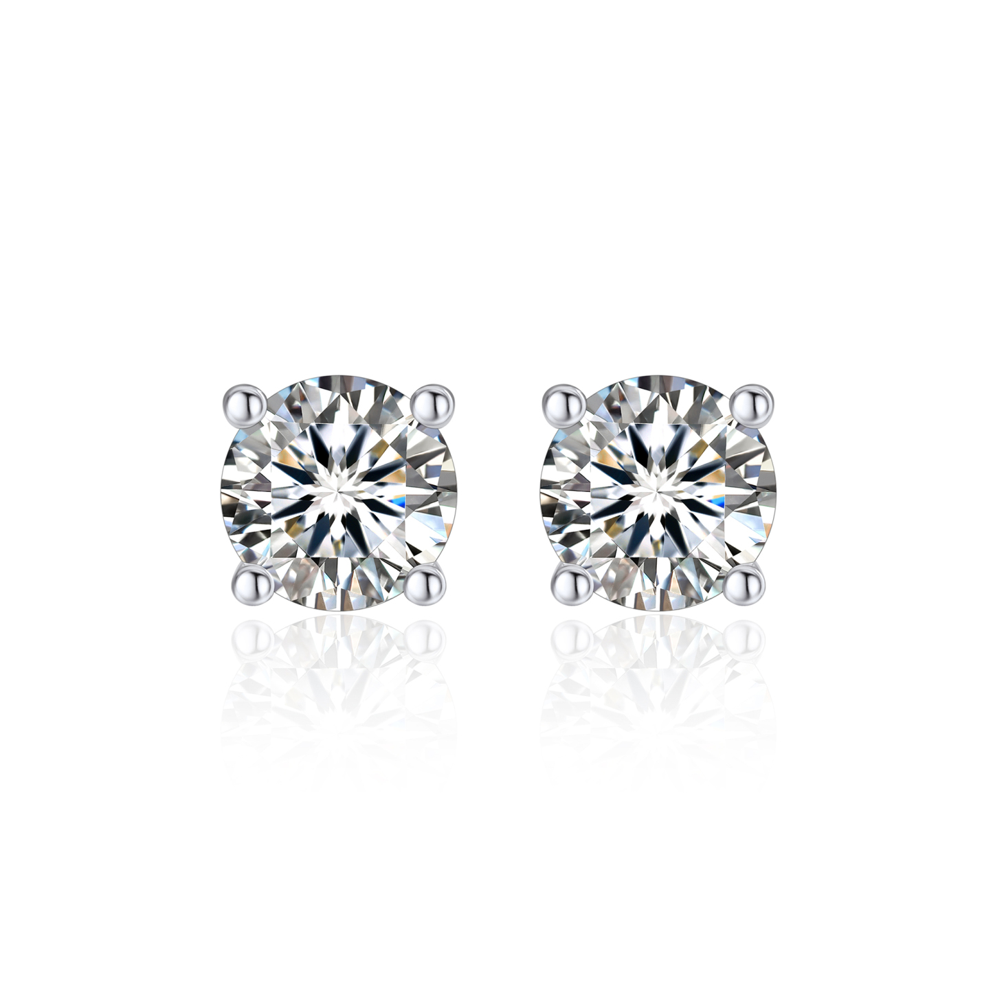 [Copy]4 Prong Round Stud Black Moissanite Earrings in Black (D Color VVS1)