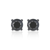 Black Moissanite Four-Prong Round Cut Stud Earrings for Men Women in Black Plated (D Color VVS1)