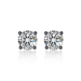 Moissanite Four-Prong Round Cut Stud Earrings for Women Men in Black Plated (D Color VVS1)
