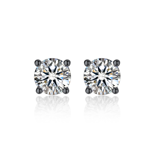 0.5 Carat 4 Prong Round Moissanite Stud Earrings in Black Plated