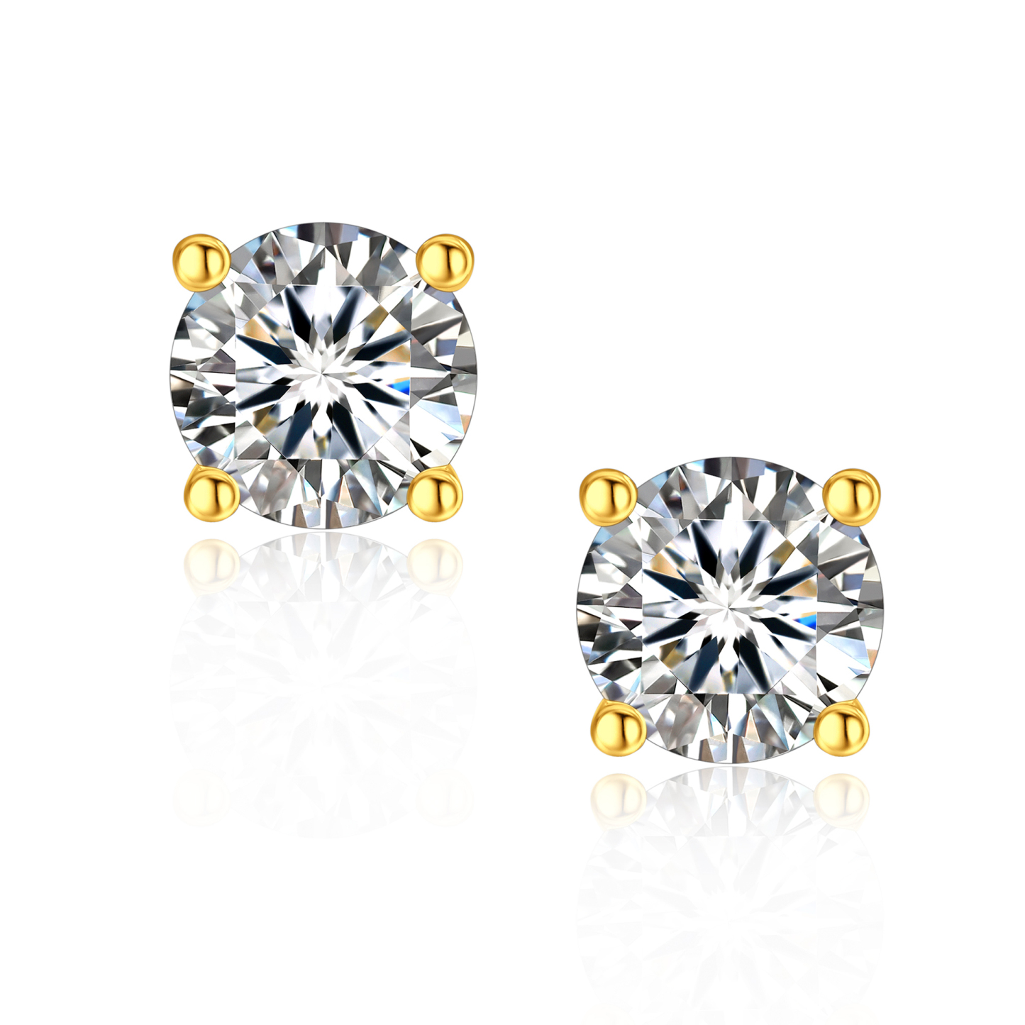 4 Prong Round Stud Black Moissanite Earrings in Black (D Color VVS1)