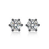 Moissanite Six-Prong Round Cut Stud Earrings for Women Men in Black Plated (D Color VVS1)