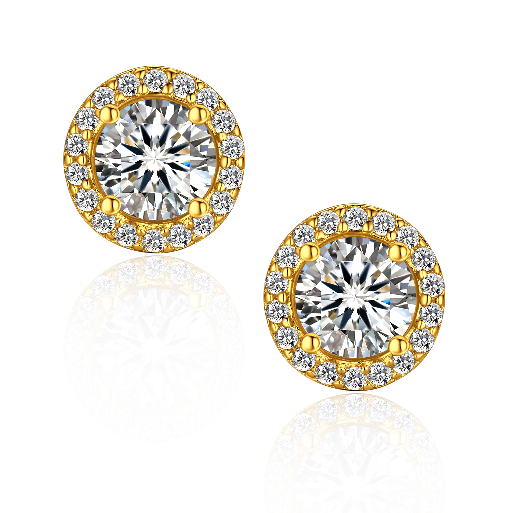 Halo Round Stud Moissanite Earrings in 14K Gold (1/2 Ct. VVS1)