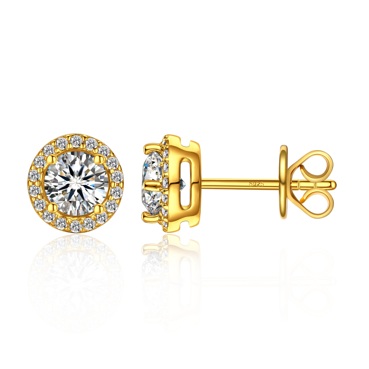 Halo Round Stud Moissanite Earrings in 14K Gold (1/2 Ct. VVS1)