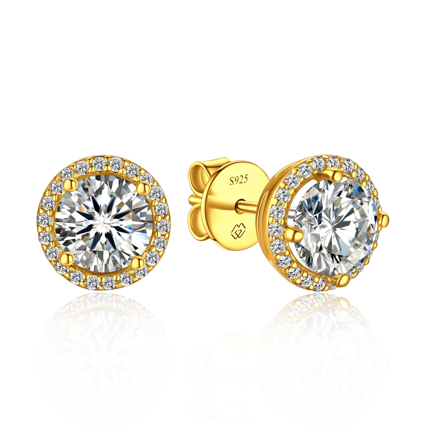 Halo Round Stud Moissanite Earrings in 14K Gold (1 Ct. VVS1)