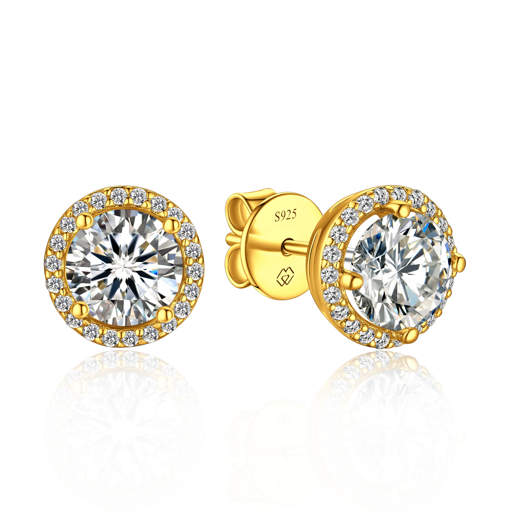 Halo Round Stud Moissanite Earrings in 14K Gold (1 Ct. VVS1)
