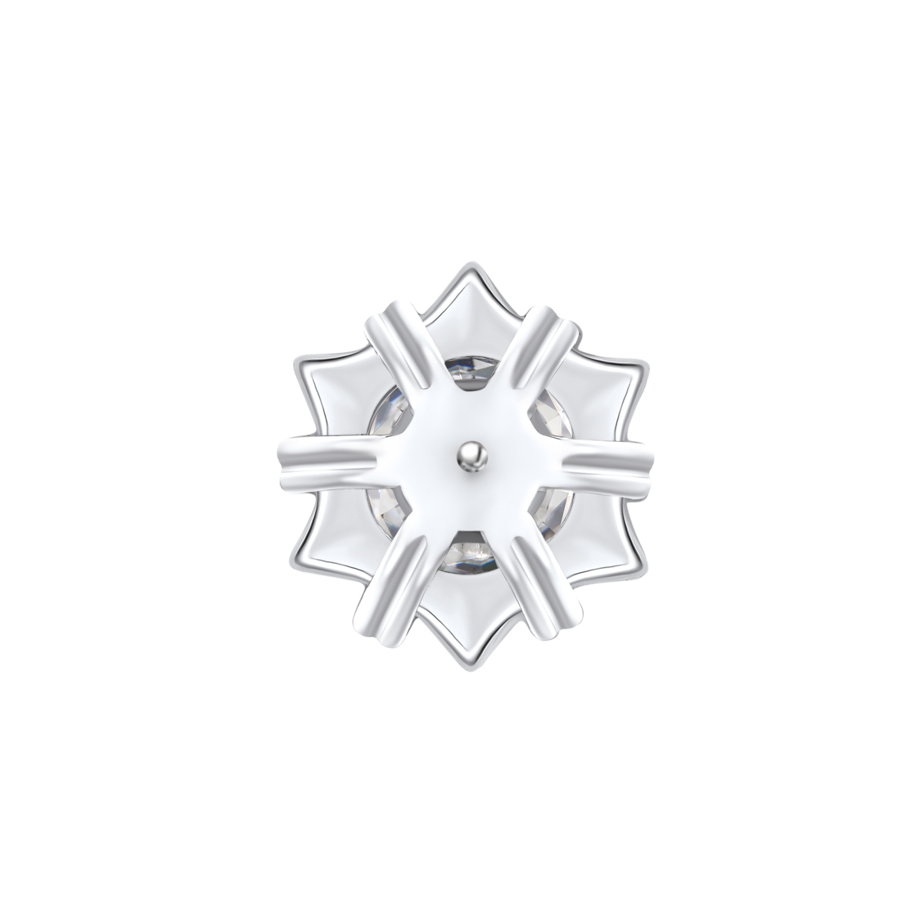 Snowflake Round Stud Moissanite Earrings in White Gold (D Color VVS1)