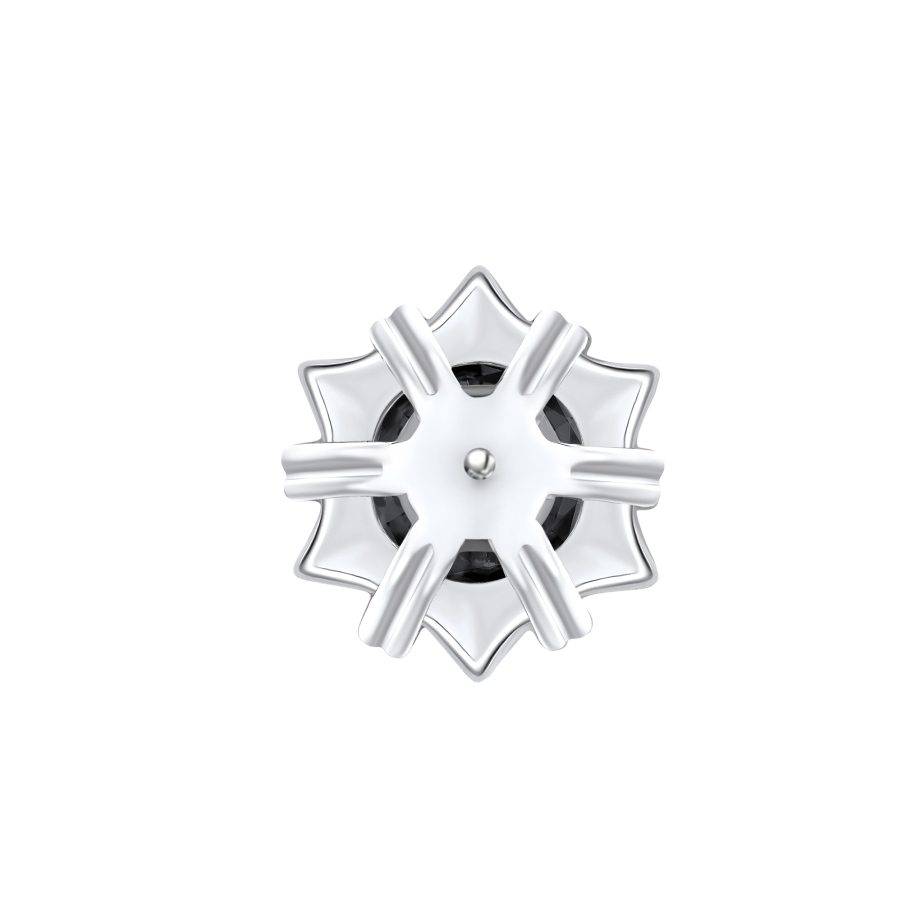 Snowflake Round Stud Black Moissanite Earrings in White Gold (D Color VVS1)