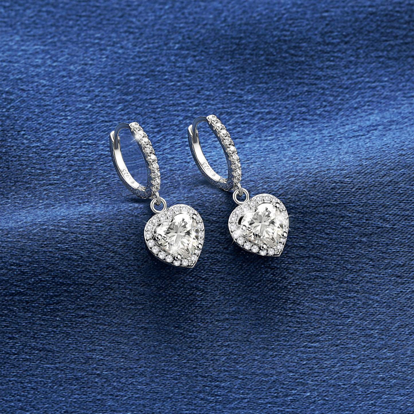 Halo Heart Huggie Hoop Moissanite Drop Earrings (1 Ct. VVS1)