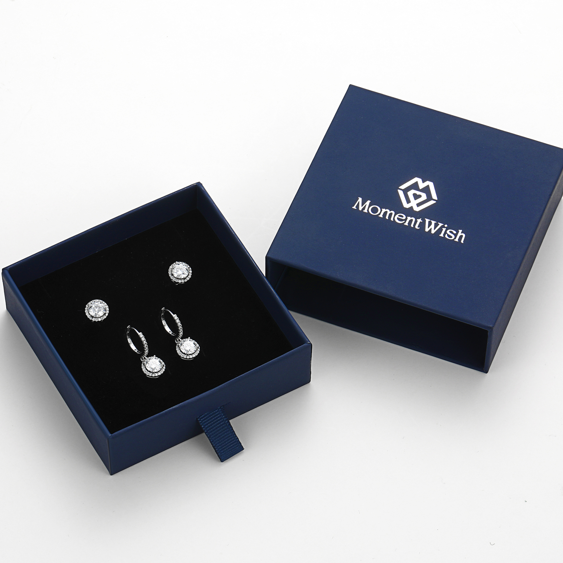 Halo Round Huggie Hoop Moissanite Drop Earrings (1 Ct. VVS1)