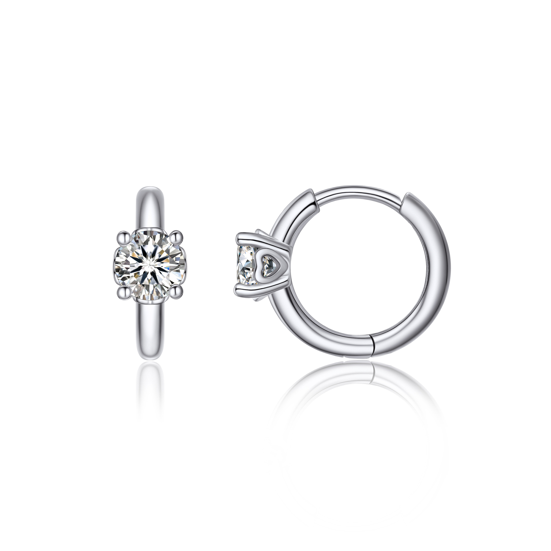 Round Hoop Moissanite Earrings in White Gold (D Color VVS1)