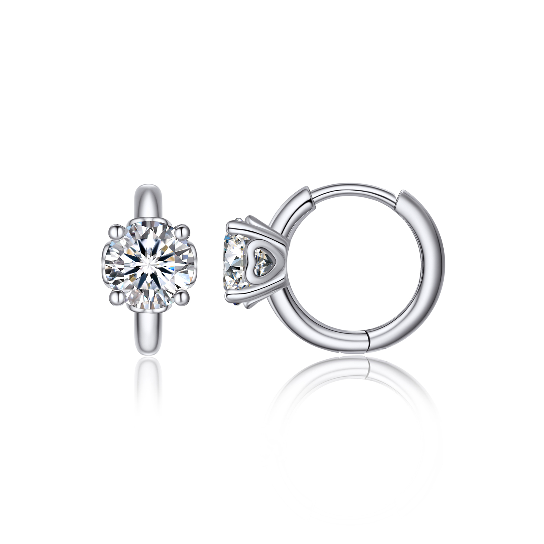 Round Hoop Moissanite Earrings in White Gold (D Color VVS1)