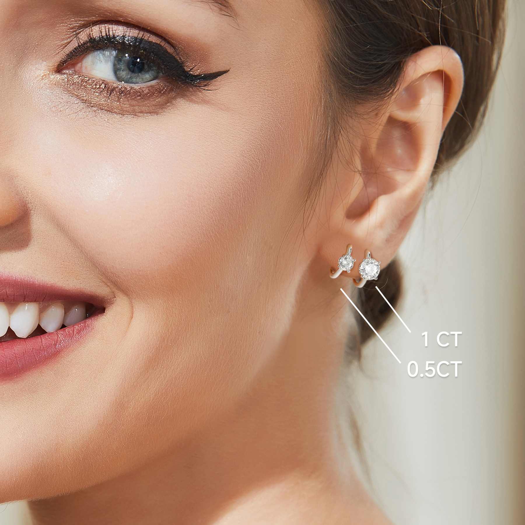 Round Hoop Moissanite Earrings in White Gold (D Color VVS1)