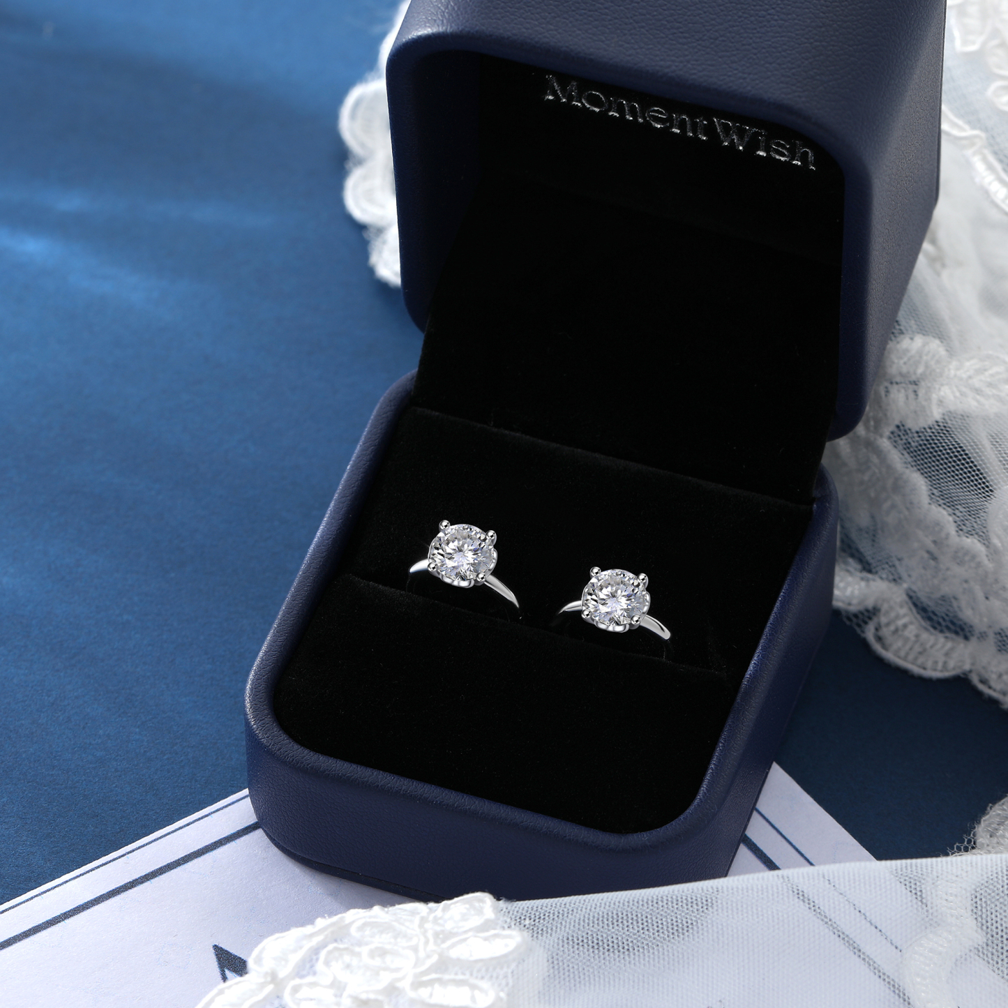 Round Hoop Moissanite Earrings in White Gold (D Color VVS1)