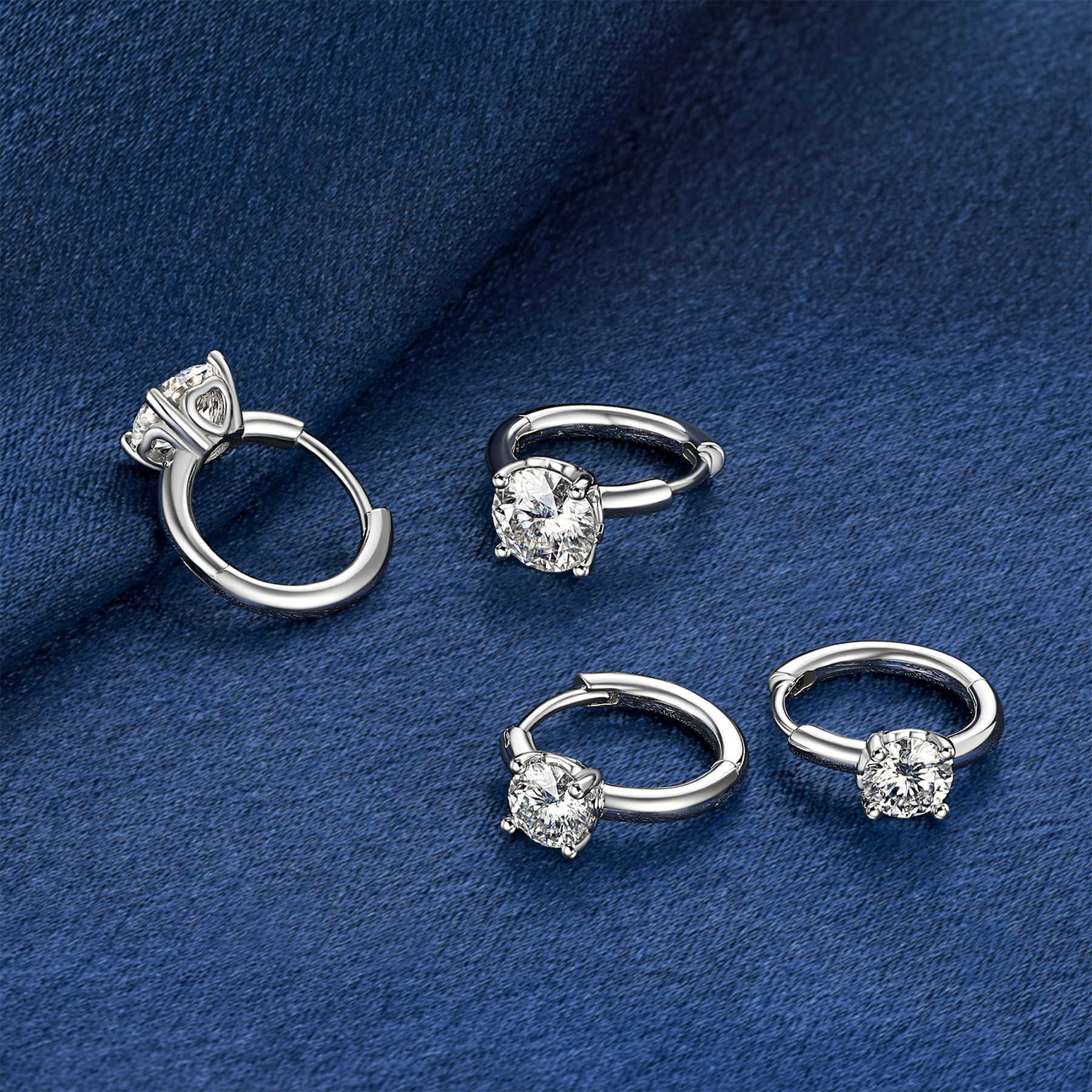 Round Hoop Moissanite Earrings in White Gold (D Color VVS1)