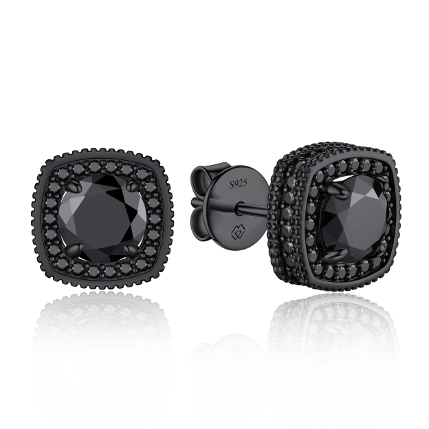 4 Prong Halo Cluster Stud Moissanite Round Cut Earrings (D Color VVS1)