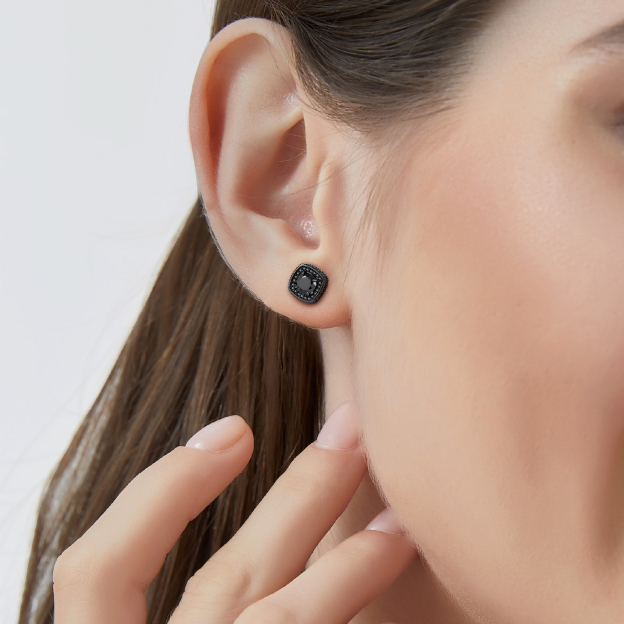 4 Prong Halo Cluster Stud Moissanite Round Cut Earrings (D Color VVS1)