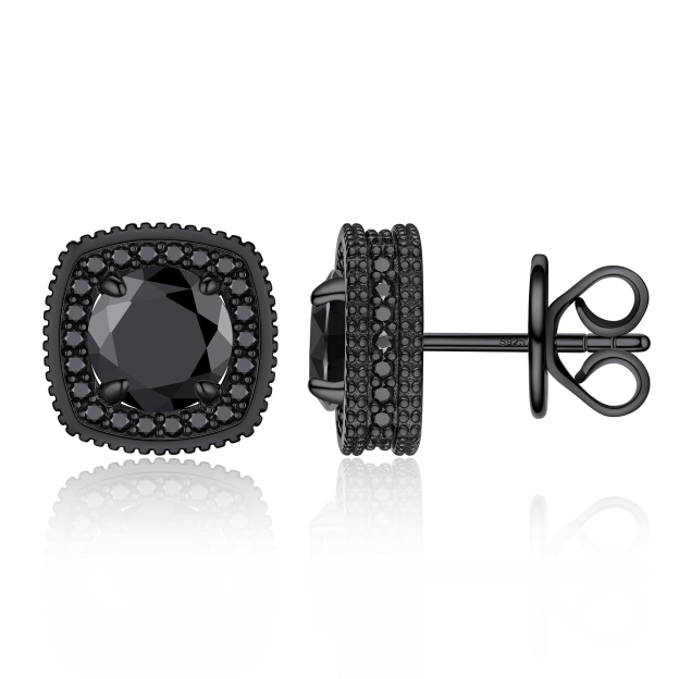 4 Prong Halo Cluster Stud Moissanite Round Cut Earrings (D Color VVS1)