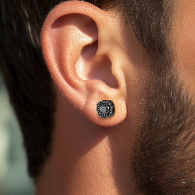 4 Prong Halo Cluster Stud Moissanite Round Cut Earrings (D Color VVS1)