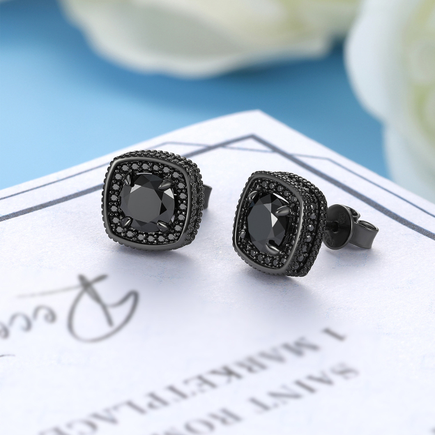 4 Prong Halo Cluster Stud Moissanite Round Cut Earrings (D Color VVS1)