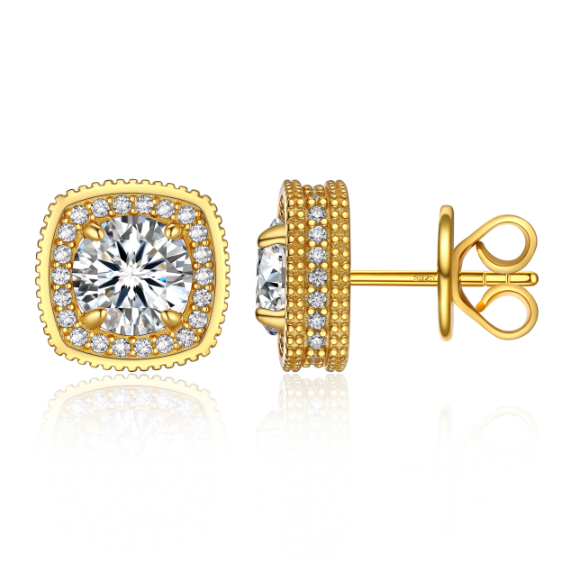 4 Prong Halo Cluster Stud Moissanite Round Cut Earrings (D Color VVS1)