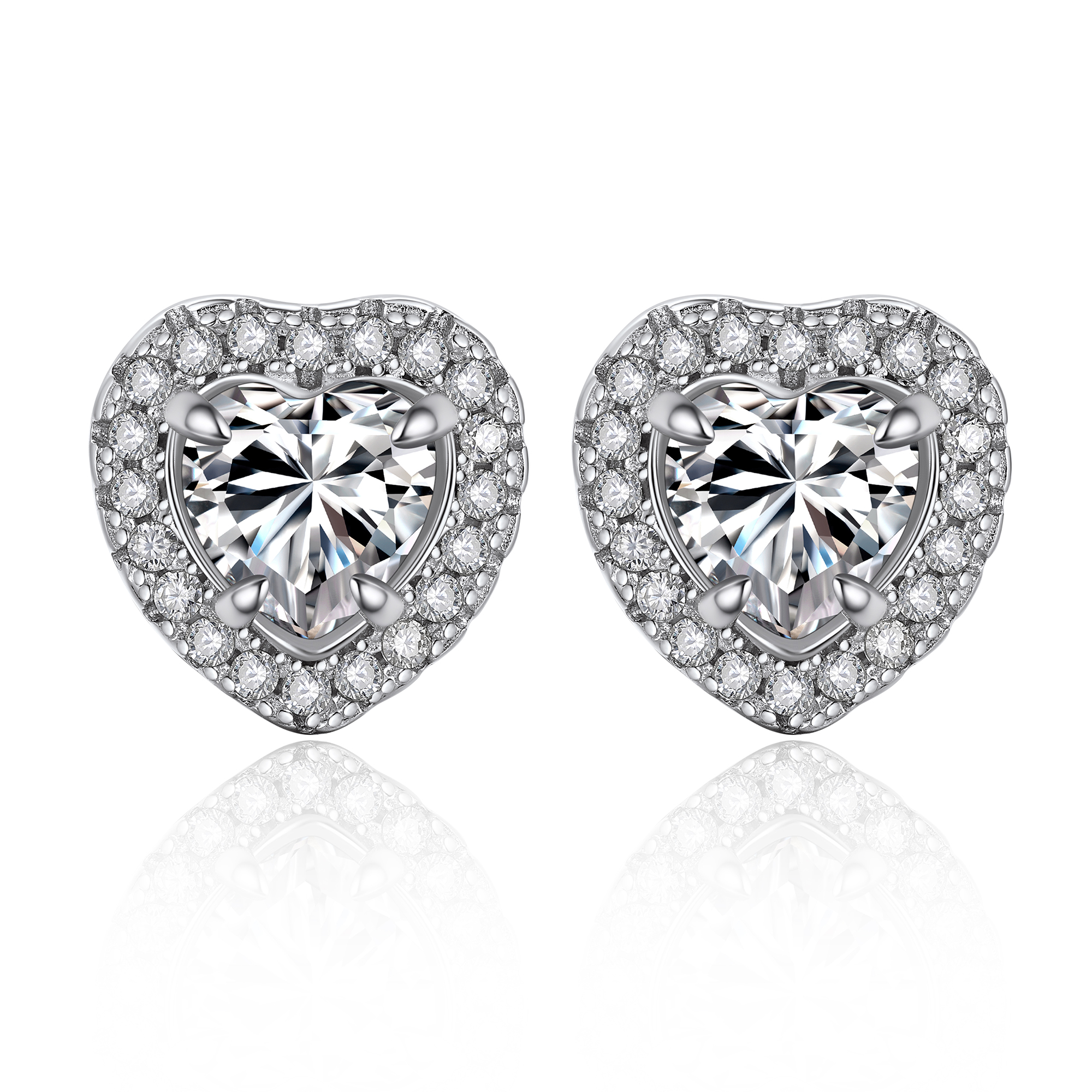 Heart Halo Cluster Stud Pavé Moissanite Earrings (1/2 Ct. VVS1)