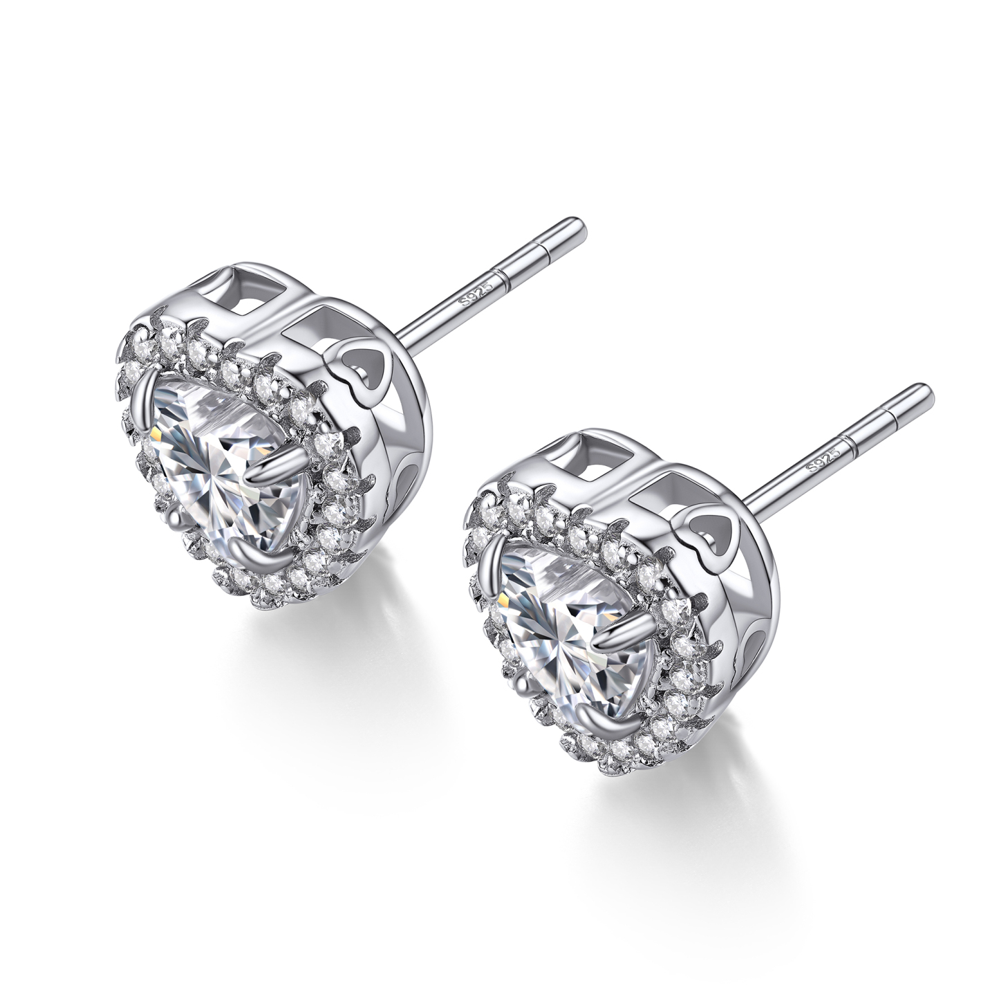 Heart Halo Cluster Stud Pavé Moissanite Earrings (1/2 Ct. VVS1)
