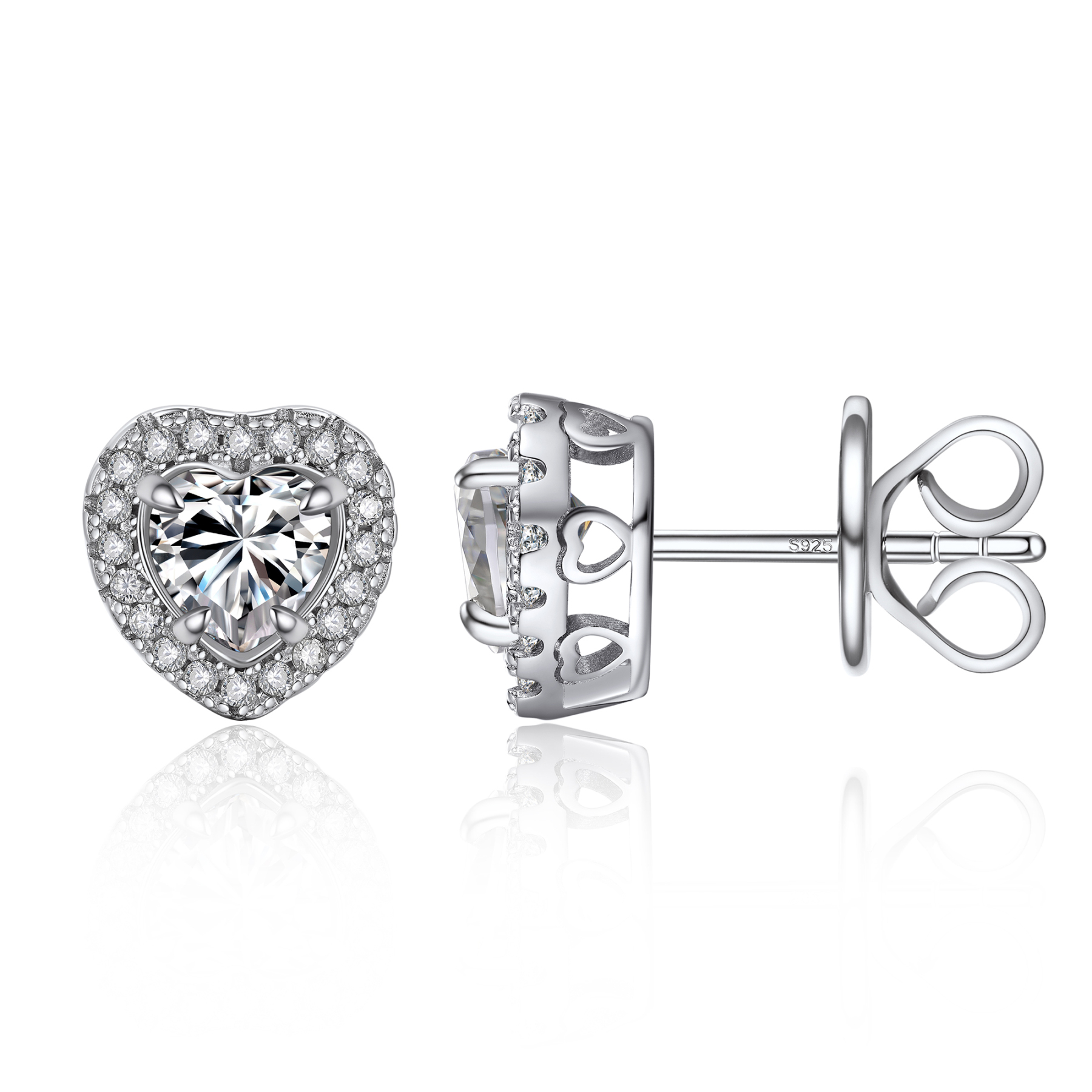 Heart Halo Cluster Stud Pavé Moissanite Earrings (1/2 Ct. VVS1)