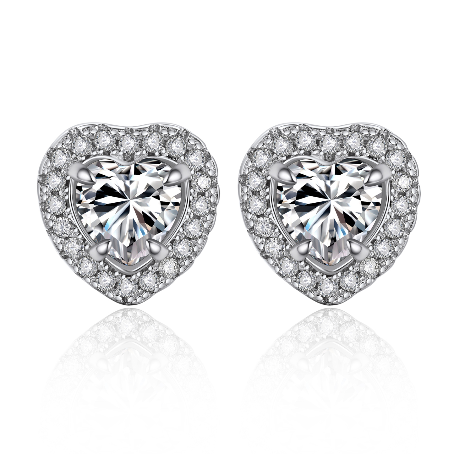 Heart Halo Cluster Stud Pavé Moissanite Earrings (1/2 Ct. VVS1)