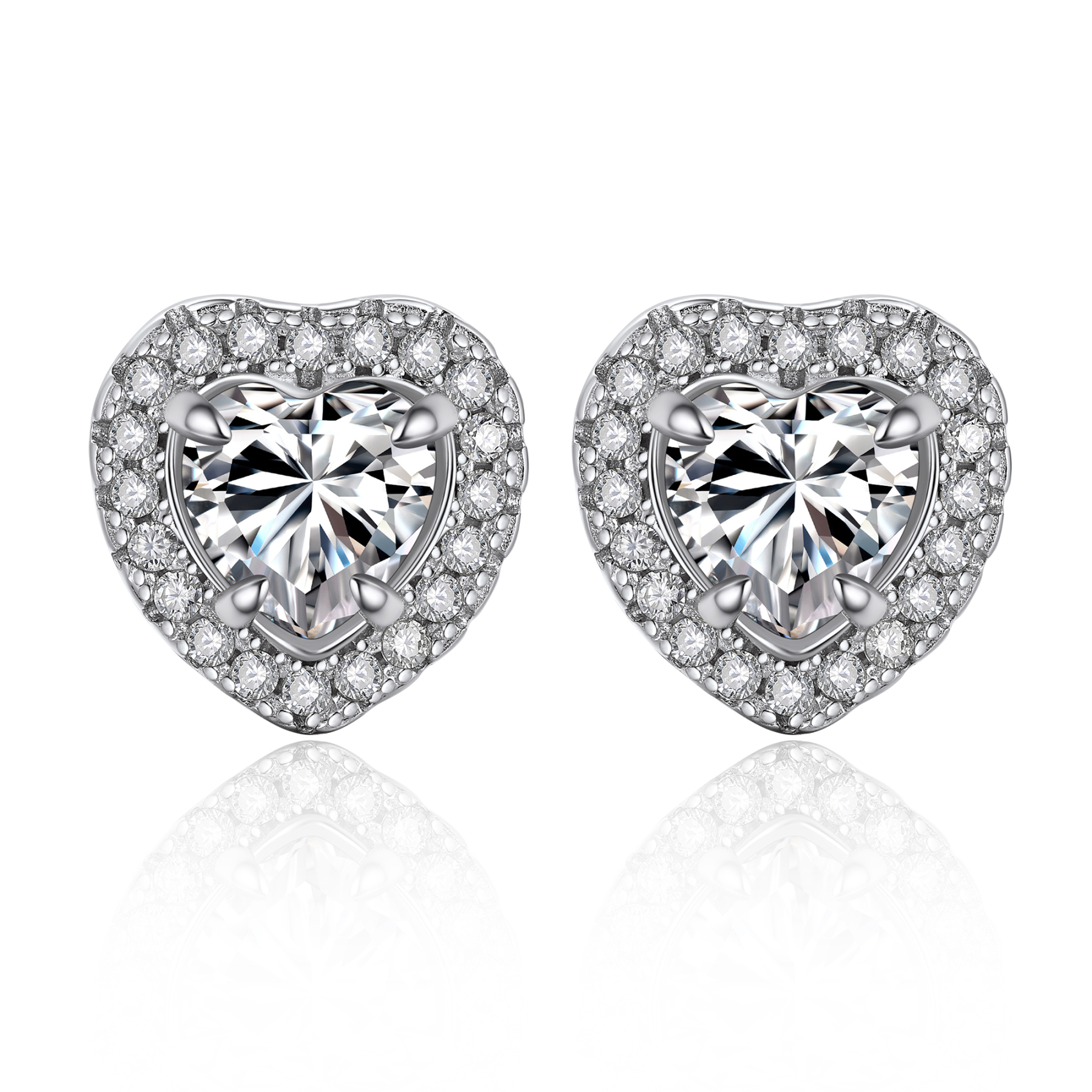 Heart Halo Cluster Stud Pavé Moissanite Earrings (1/2 Ct. VVS1)