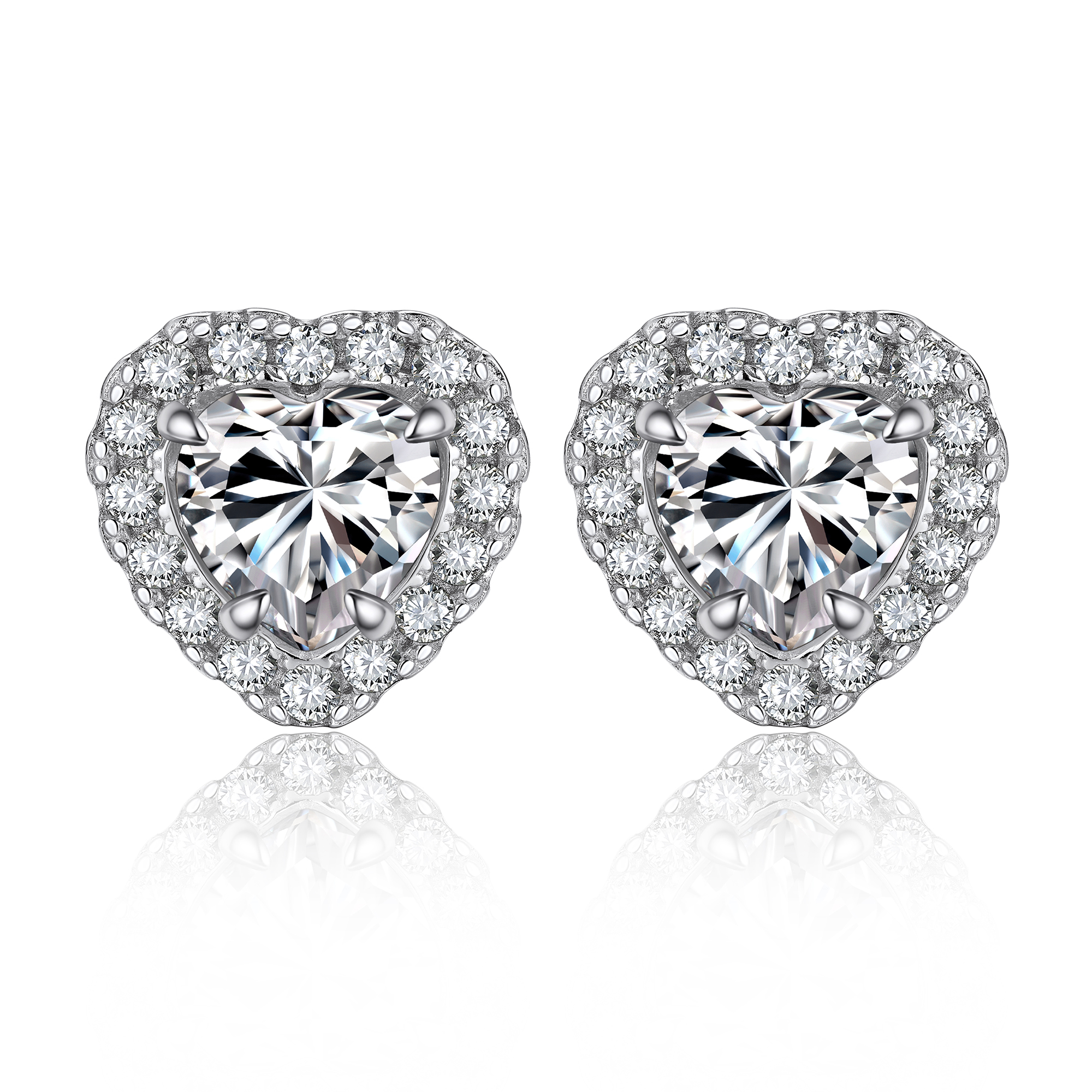 Heart Halo Cluster Stud Pavé Moissanite Earrings (1 Ct. VVS1)