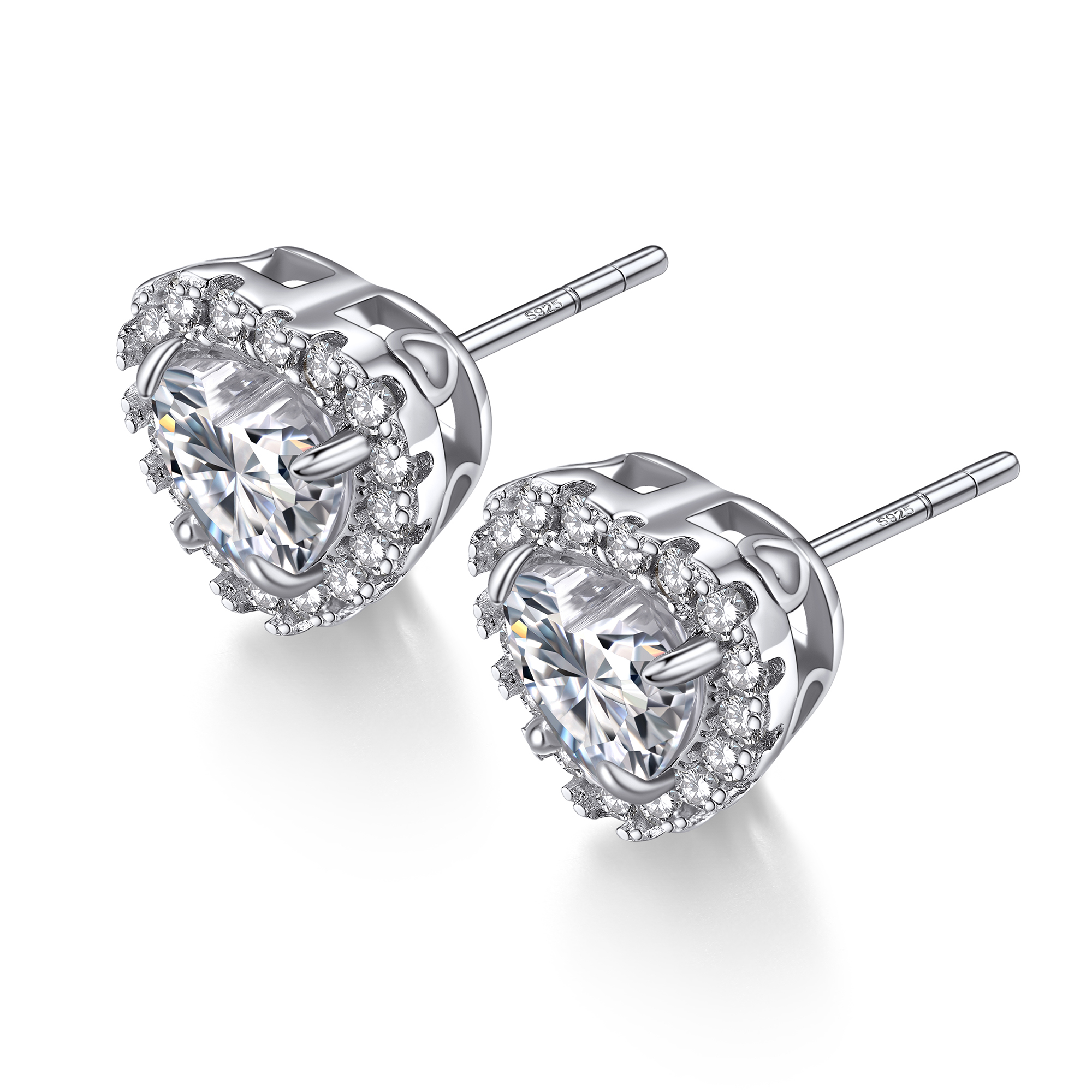 Heart Halo Cluster Stud Pavé Moissanite Earrings (1 Ct. VVS1)