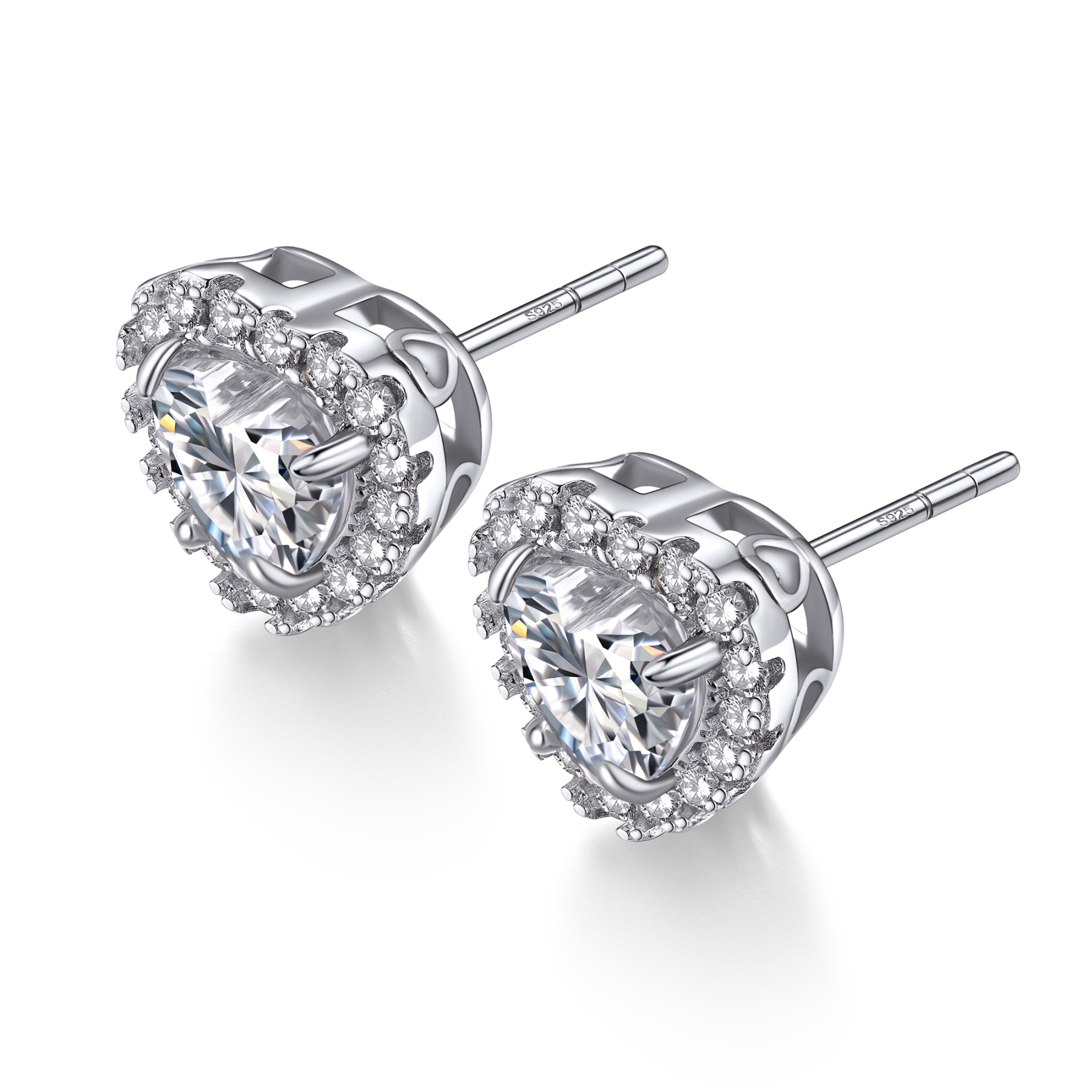 Heart Halo Cluster Stud Pavé Moissanite Earrings (1 Ct. VVS1)