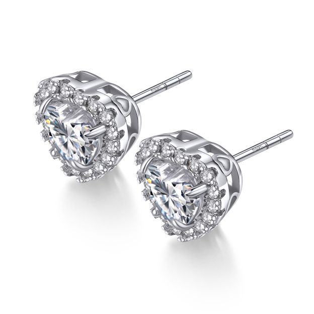 1 Carat Halo Heart Cut Moissanite Stud Earrings in White Gold-03