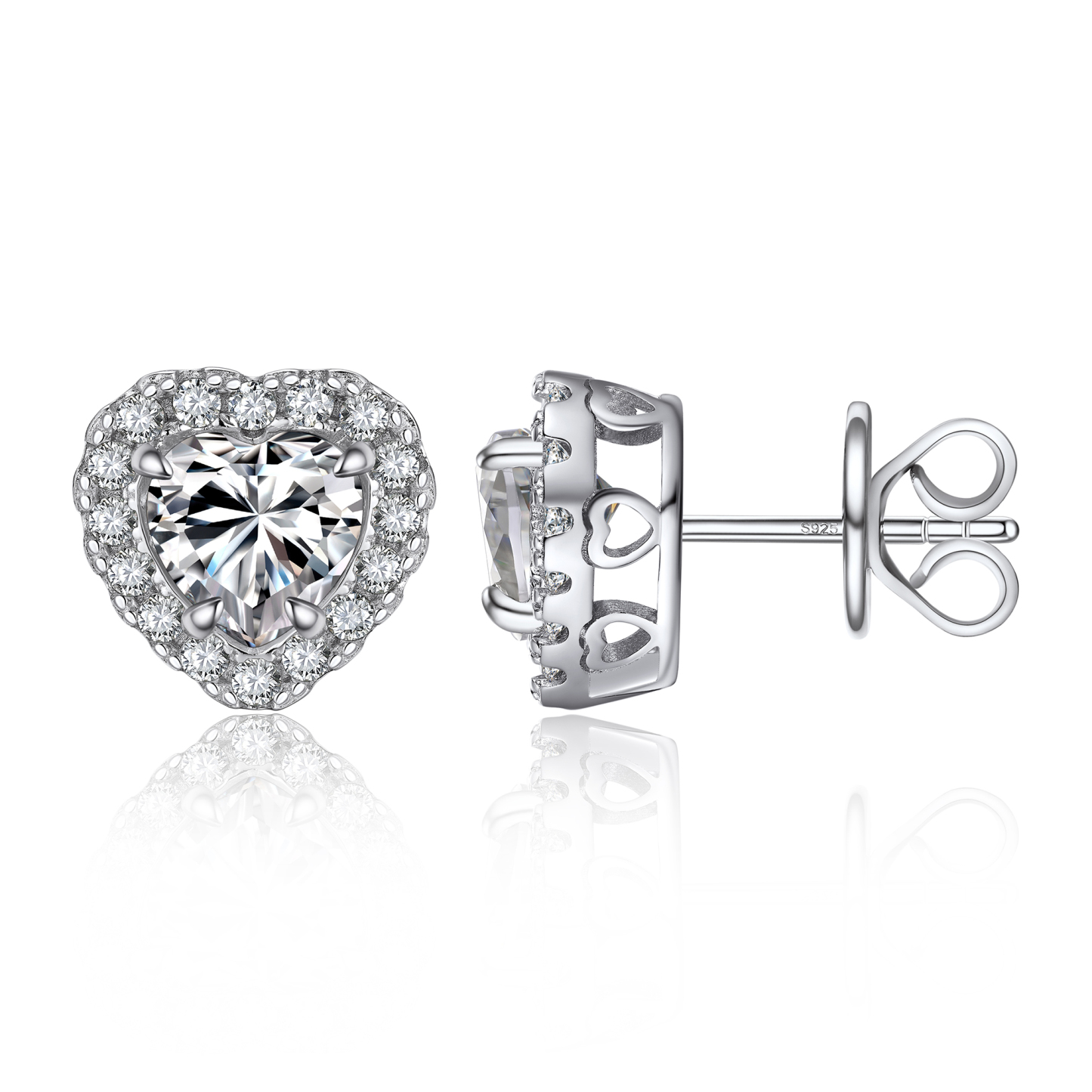 Heart Halo Cluster Stud Pavé Moissanite Earrings (1 Ct. VVS1)