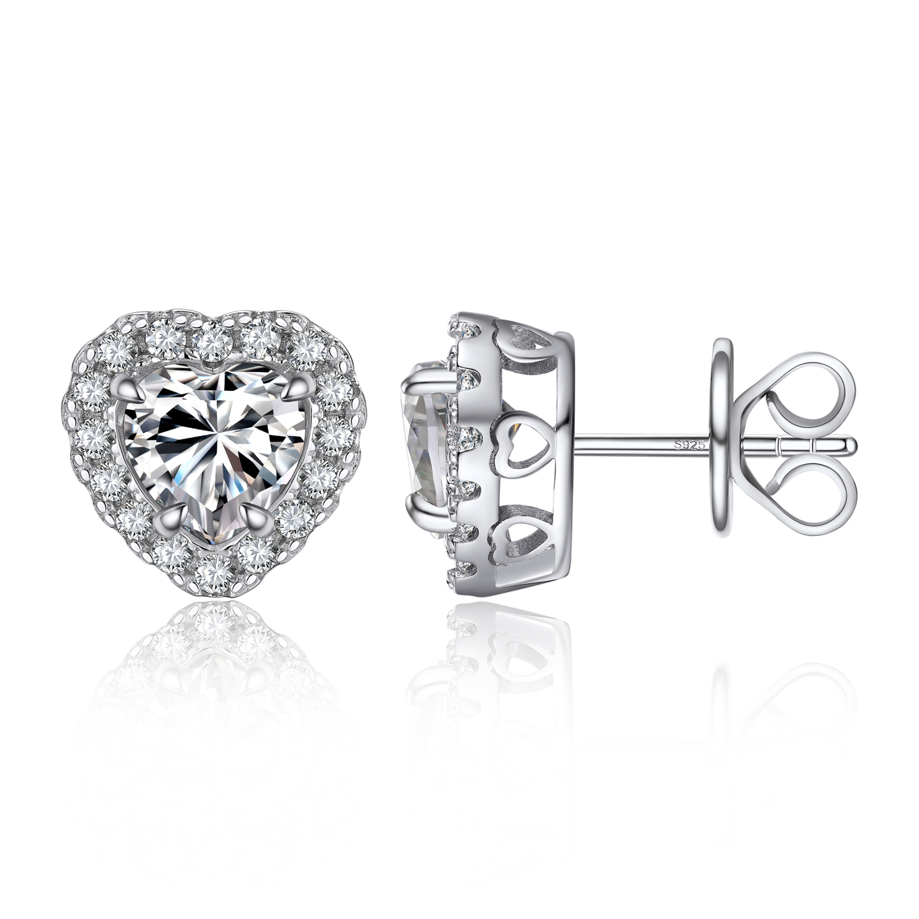 Heart Halo Cluster Stud Pavé Moissanite Earrings (1 Ct. VVS1)