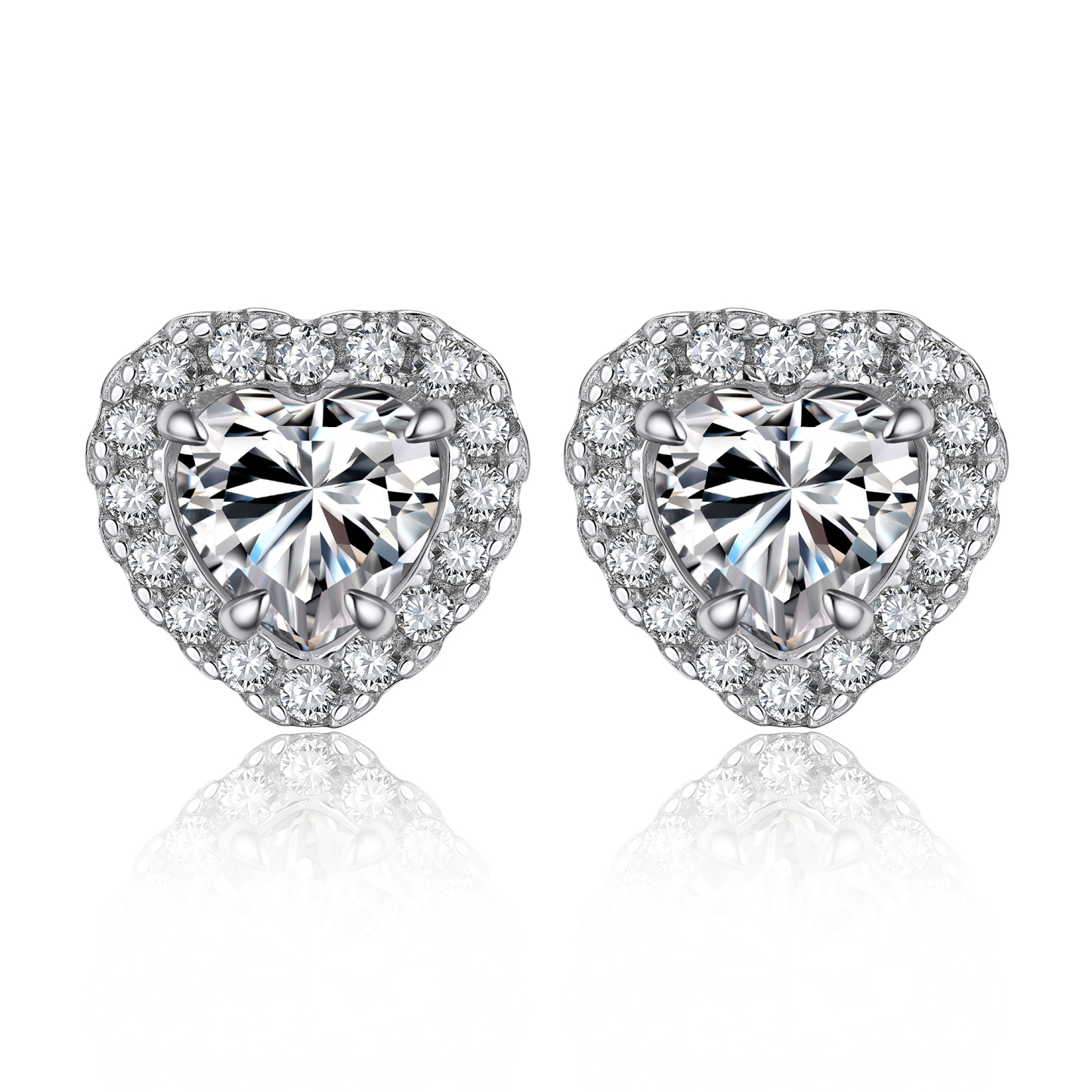 Heart Halo Cluster Stud Pavé Moissanite Earrings (1 Ct. VVS1)