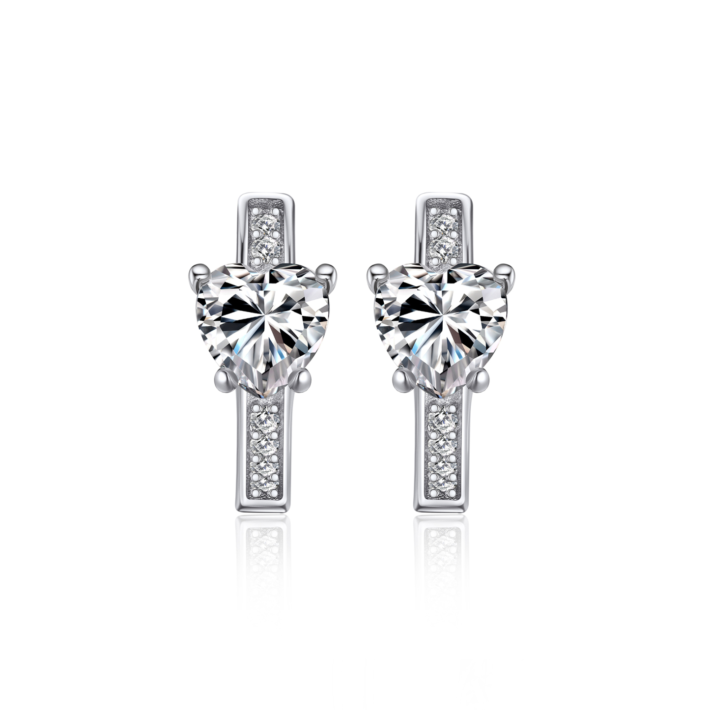 Heart Hoop Moissanite Huggie Earrings in White Gold (D Color VVS1)