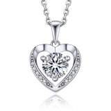Moissanite Three-Prong Round Cut Heart Pendant Necklace for Women in White Gold (D Color VVS1)