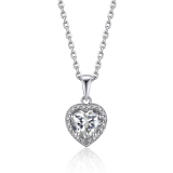 Moissanite Halo Heart Cut Necklace for Women in White Gold (1 Ct. VVS1)
