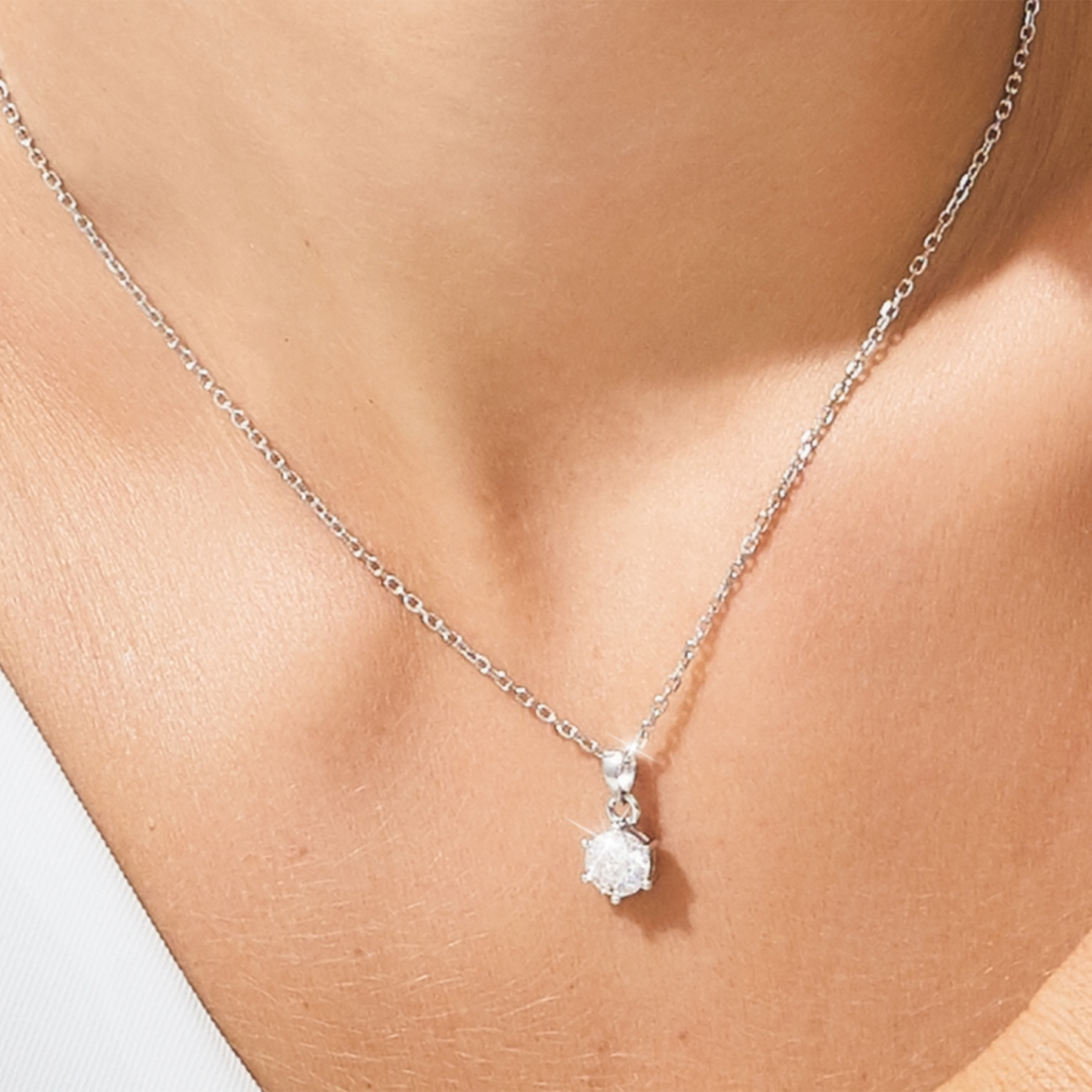 6 Prong Round Pendant Moissanite Solitaire Necklace (1 Ct. VVS1)