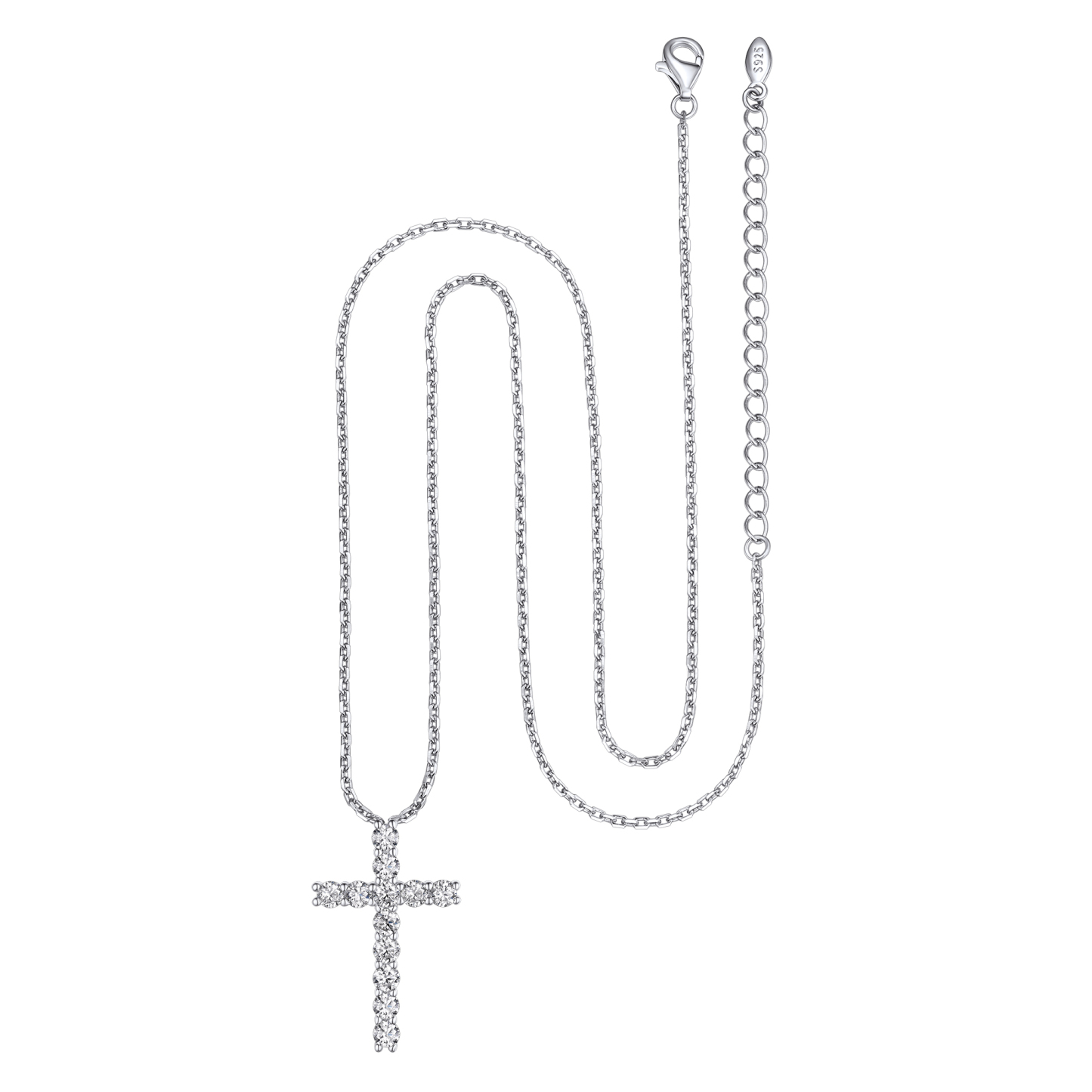 Cross Pendant Moissanite Necklace in White Gold (D Color VVS1)
