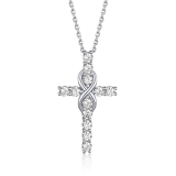Moissanite Cross Infinity Pendant Necklace for Women Men in White Gold (D Color VVS1)