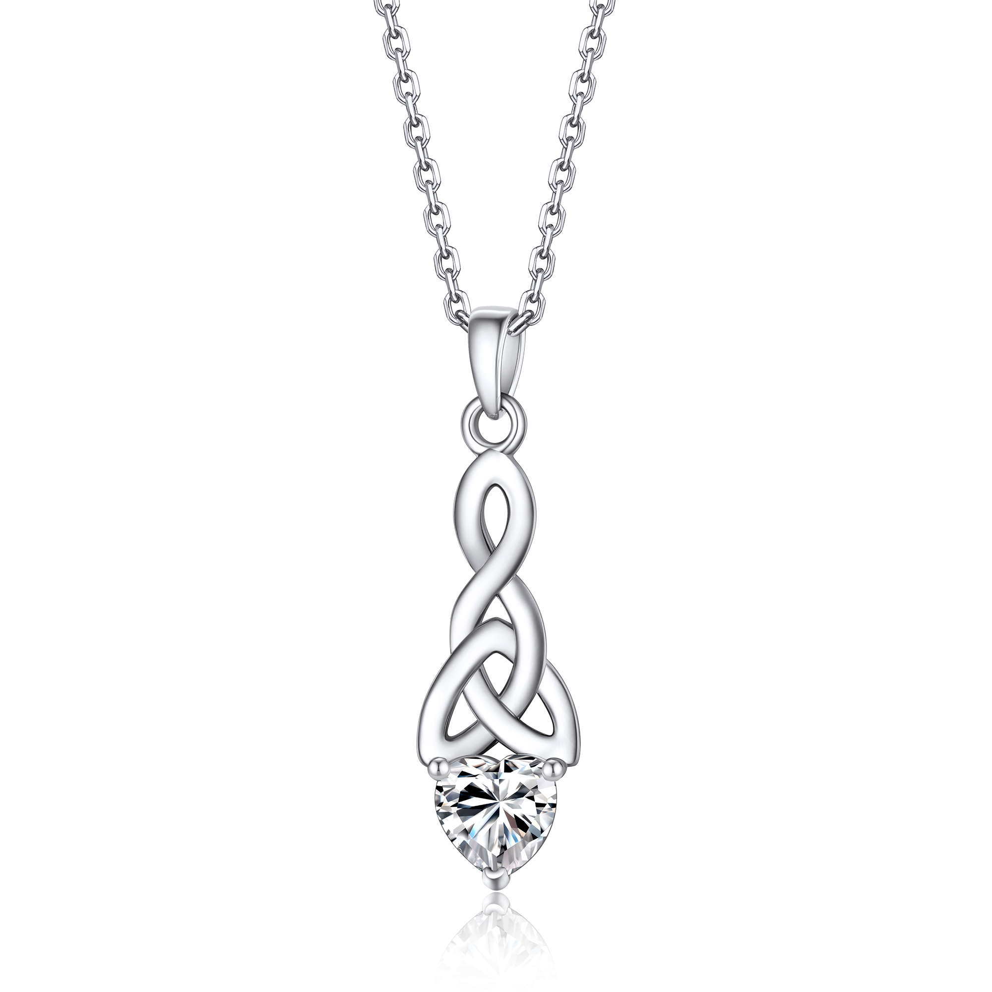 Celtic Knot Pendant Moissanite Necklace in White Gold (1 Ct. VVS1)